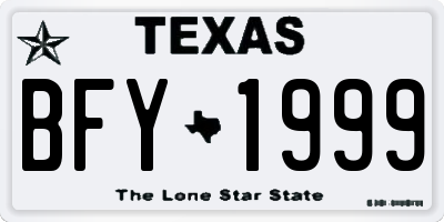 TX license plate BFY1999