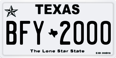 TX license plate BFY2000