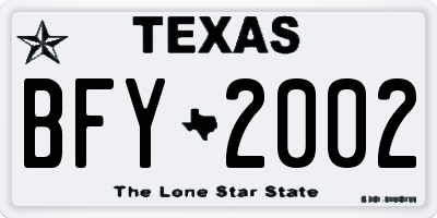 TX license plate BFY2002