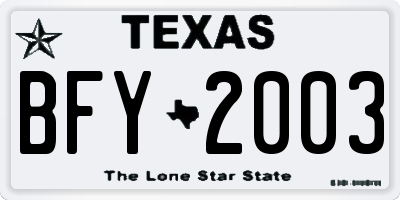 TX license plate BFY2003