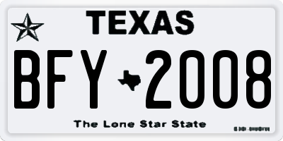 TX license plate BFY2008