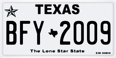 TX license plate BFY2009