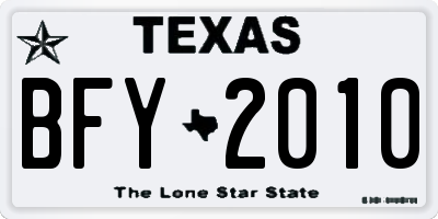 TX license plate BFY2010