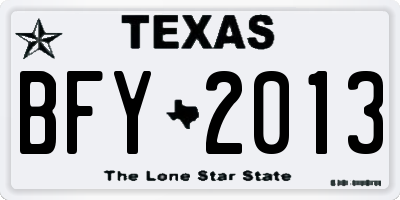 TX license plate BFY2013