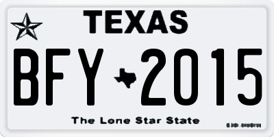 TX license plate BFY2015