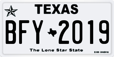 TX license plate BFY2019