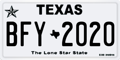 TX license plate BFY2020