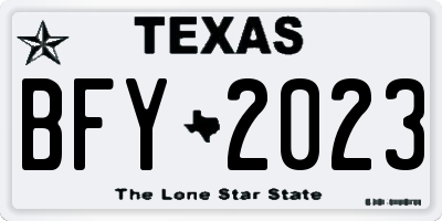 TX license plate BFY2023