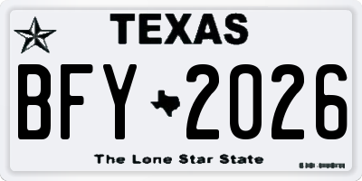TX license plate BFY2026