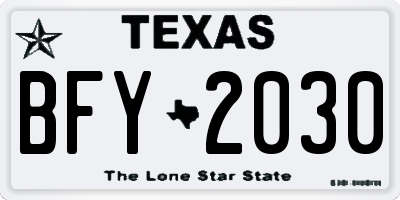 TX license plate BFY2030