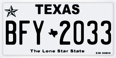 TX license plate BFY2033