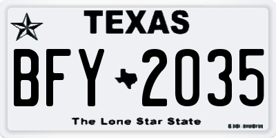 TX license plate BFY2035