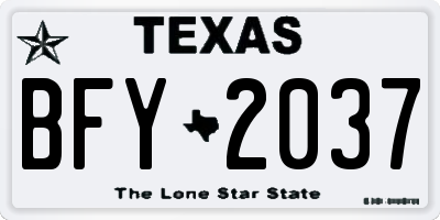 TX license plate BFY2037