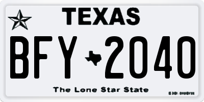 TX license plate BFY2040
