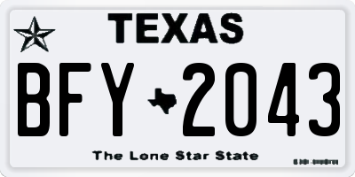 TX license plate BFY2043