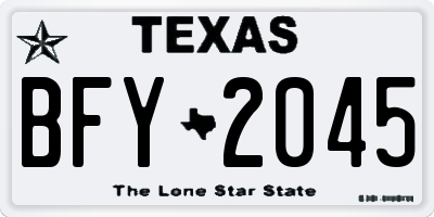 TX license plate BFY2045