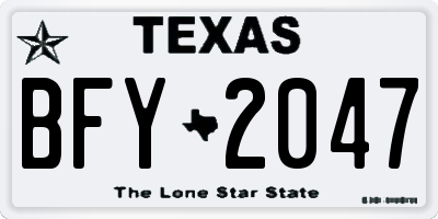 TX license plate BFY2047