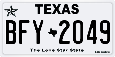 TX license plate BFY2049