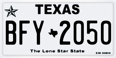 TX license plate BFY2050