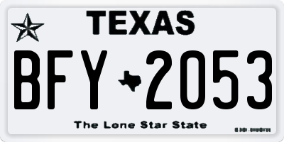 TX license plate BFY2053