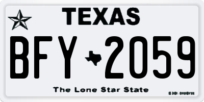 TX license plate BFY2059