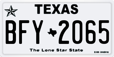 TX license plate BFY2065