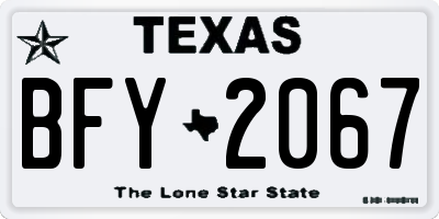 TX license plate BFY2067