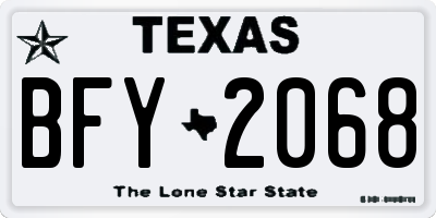 TX license plate BFY2068
