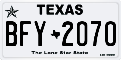 TX license plate BFY2070