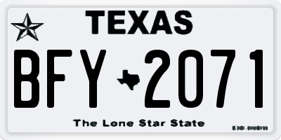 TX license plate BFY2071
