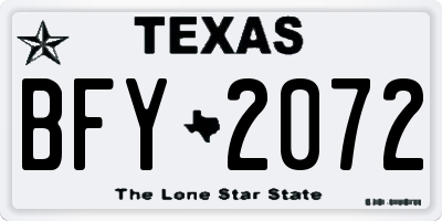 TX license plate BFY2072