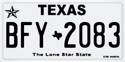 TX license plate BFY2083