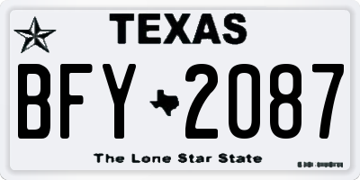 TX license plate BFY2087