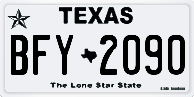 TX license plate BFY2090