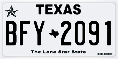 TX license plate BFY2091