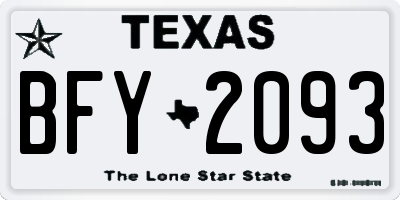 TX license plate BFY2093