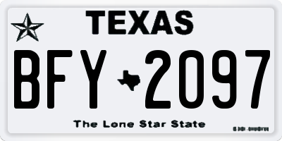 TX license plate BFY2097