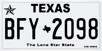 TX license plate BFY2098