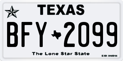TX license plate BFY2099