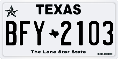 TX license plate BFY2103