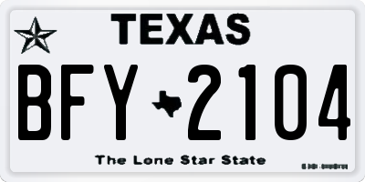 TX license plate BFY2104
