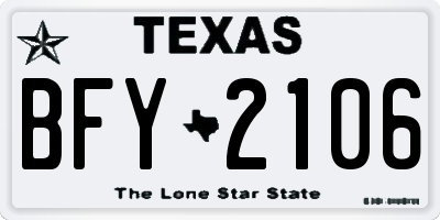 TX license plate BFY2106