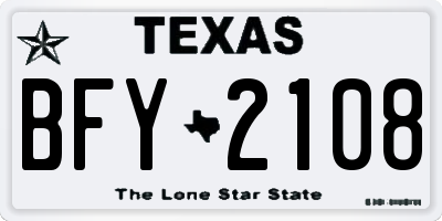 TX license plate BFY2108