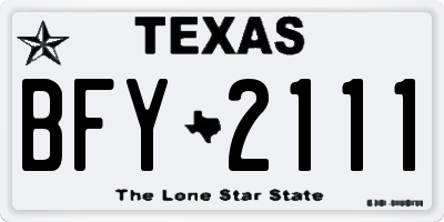 TX license plate BFY2111