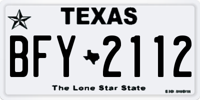 TX license plate BFY2112