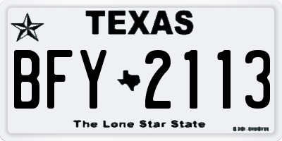 TX license plate BFY2113