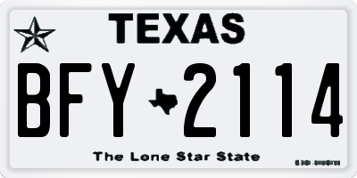 TX license plate BFY2114