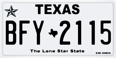 TX license plate BFY2115