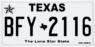 TX license plate BFY2116