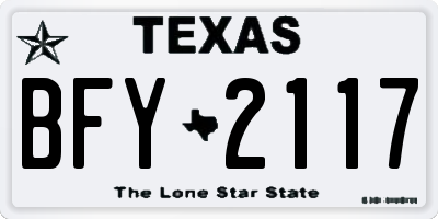 TX license plate BFY2117